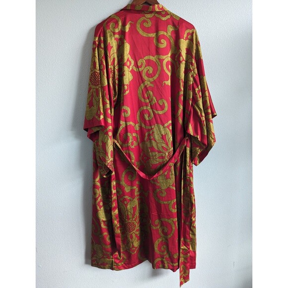 Vintage Natori Private Luxuries Robe Kimono Women's Large Asian Red Gold - Picture 2 of 5